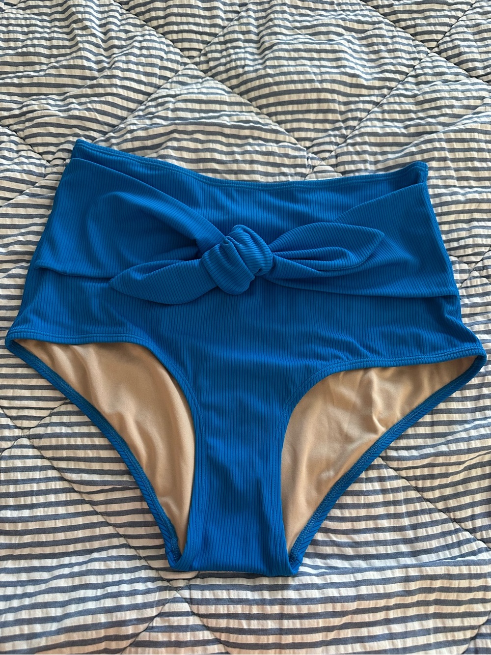 Kortni Jeane Medium Ribbed Electric Blue Tie-Up-Front Bottoms
